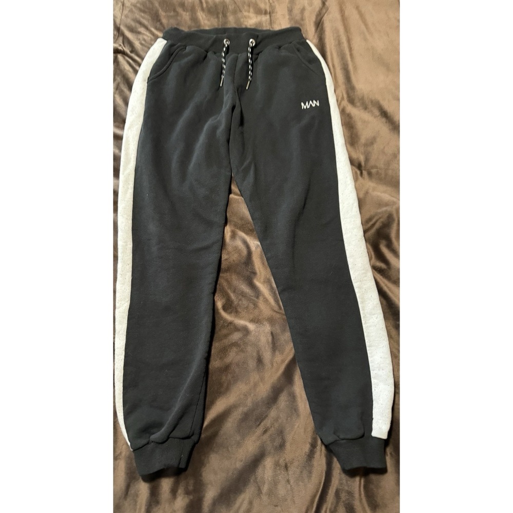 Boohoo  Man Joggers Large‎ Black  Sweatpants Drawstring Running